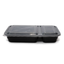 2 Compartment PP Rectangle Meal Tray/Lid X 300