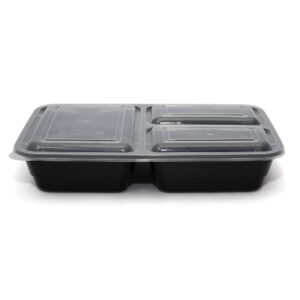 3 Compartment PP Rectangle Meal Tray/Lid X 300